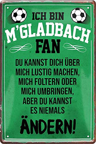 Blechschilder ICH Bin M'GLADBACH Fan Metallschild für Fußball Begeisterte Dekoschild Geschenkidee 20x30 cm