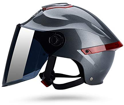 Erwachsener Motorradhelm mit Visier, Jet-Helm Chopper Cruiser Vintage Pilot Helmet, Bestehen Sie den Kollisionstest, um die Verkehrssicherheit zu Gewährleisten(Grau, Braune Linse)
