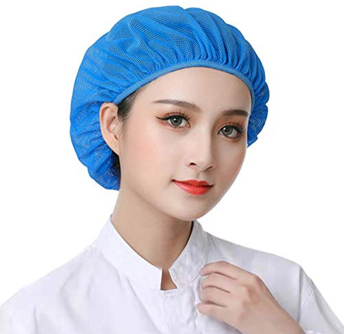 6 Stück Unisex elastische Kochmütze, Küchenhut, Lebensmittelservice, Haarnetze, verstellbare Netzkappe, Blaues Netz (6 Stück), Einheitsgröße