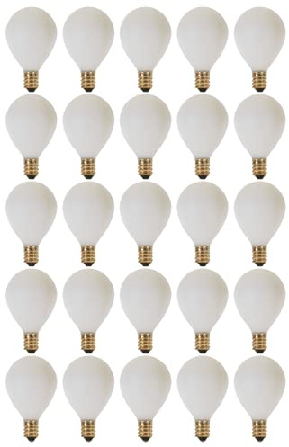 Satco S3830-25PK G12 1/2 Pear Incandescent Globe Light Bulb, 2700K, Satin White, 25-Pack