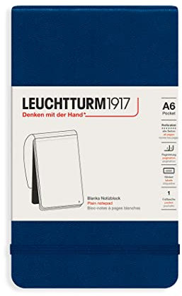 LEUCHTTURM1917 364406 Notizblock Pocket (A6), Hardcover, 94 nummerierte Seiten, blanko, Marine