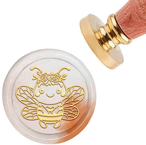 craspire Wachs-Siegel-Stempel Bienen-Siegelwachs-Stempel 30 mm Messingkopf-Siegelstempel Mit Holzgriff Für Einladungen, Geburtstagsgeschenke, Scrapbooking