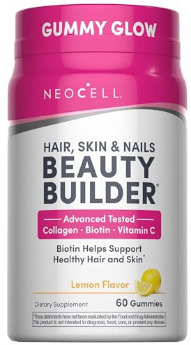 NeoCell Hair Skin and Nails Gummies | 60 Count | Collagen Peptides Plus Biotin | with Vitamins C and E | Advanced Beauty Builder Formula | for Women and Men