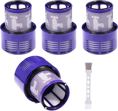 Laukowind 4x Filter für Dyson V10 SV12, Waschbarer Ersatzfilter mit Bürste für Cyclone V10 Serie, V10 Absolute/Animal/Motorhead/Total Clean – Ersetzt #DY-969082-01