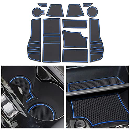 CDEFG Peugeot 2008 E-2008 2020-2022 2023 Rubber Mats, 2008 E2008 Non-Slip Mats Centre Console Anti-Slip Cup Drink Holder Rubber Mat Armrest Pads 2008 2022 Accessories (Blue)