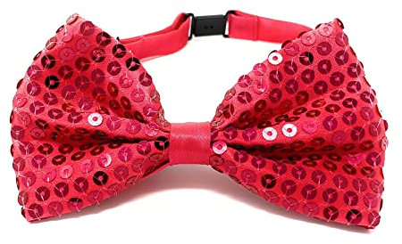 Cadoline Noeud papillon de déguisement en polyester à paillettes pour hommes rose foncé 15 x 6 cm