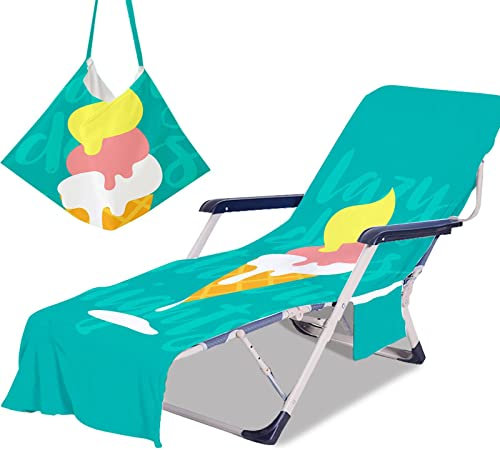 Morbuy Liegestuhl Handtuch mit Taschen, Mode Drucken Strandtuch für Liegen Strandliegen Handtuch Handtücher für Strandliegen Mikrofaser Leicht Strandtuch mit Kapuze (EIS)