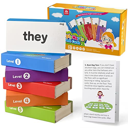 Coogam 520 Mots de la Vue Apprendre Le vocabulaire Cartes Flash,Dolch Fry Mot de site à Haute fréquence Jouet éducatif Montessori pour la pré-Maternelle et la Maternelle