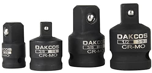 DAKCOS Kraft-Adapter-Satz Schlagschrauber Adapter | 4-tlg. | 1/4 auf 3/8, 3/8 auf 1/4, 3/8 auf 1/2, 1/2 auf 3/8, CR-MO