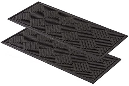 Gummimatte außenbereich Türvorleger 25x60 cm 2er Set - Dynamic Outdoor Türmatte Gummi Fußmatte außen rutschfest und robust - Fußabtreter aussen - Höhe: 9mm