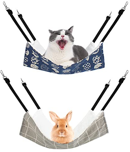 JUMRHFAN Reversible Cat Hammock 2 Pack Breathable Pet Cage Hammock Double Sided Hanging Pet Hammock Bed Canvas Cat Hammock Bed Pet Hanging Bed Cat Hammock Cage Cat Comfortable Soft Window Hanging Bed