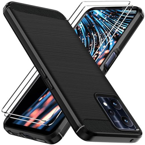 ivoler Coque Silicone pour Oneplus Nord CE 2 Lite 5G / Realme 9 Pro 5G / Realme 9 5G avec 2 Pièces Verre Trempé, [Antichoc Militaire] Étui de Protection, Souple TPU Anti-Rayures Bumper Housse, Noir