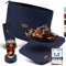 Home Genius® | 18er Premium Platzset 'TROMSØ' 40x30cm mit Reißverschlusstasche | dunkelblau | 5mm Tischset aus Filz - abwischbar & waschmaschinenfest - Bestecktasche, Teller- und Glasuntersetzer