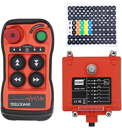 Kit de Control remoto de grúa inalámbrica Industrial, 2 movimientos, 4 botones, 12v, 24v, receptor transmisor de polipasto eléctrico con parada de emergencia (12-24V)