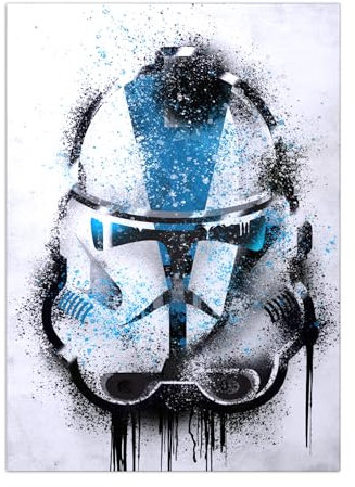 Displate Offiziell Star Wars MetallPoster Magnetische Befestigung Inklusive Lizenziert Bilder Hochwertiges Poster Star Wars - Helmets Graffiti - Clone Trooper Graffitti Poster 45 cm x 32 cm