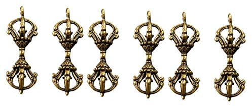 VILLFUL 6 Piezas Parafernalia De Bronce Mortero Dorje Vajra Estatuilla De Mortero Vajra Decoración De La Natividad Encanto Llavero Feng Shui Chino Adornos Budistas Antiguo Latón Tíbet