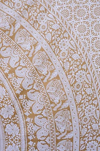 Craft Trade Mandala Gelb Wandteppich Indische Wandtuch Tapestry Wandbehang Boho Wandteppiche für Heimdeko Wohnzimmer und Schlafzimmer - 127 x 152 cm