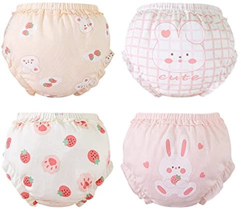 ACMEDE 4 PCS Baby Mädchen Unterhosen Mit Rüschen Baumwolle Windelhöschen Kleinkinder Pumphose Gr. 74/86/92/98/104 Unterwäsche Unterhosen Bloomer Shorts Baby Rüsche Höschen