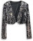Inzegao Damen Pailletten Jacken Sparkly Open Front Crop Cardigan Glitzer Cropped Bolero Blazer Top, Schwarz, Einheitsgröße