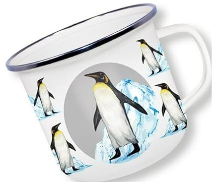 Anamelware Penguin by Deluxebase. 475ml Large Enamel Mug with Penguin Design, Animal Themed Reusable Camping Mugs and Travel Coffee Cups for Hot & Cold Drinks, Outdoor Cup for Hikers and Campers.