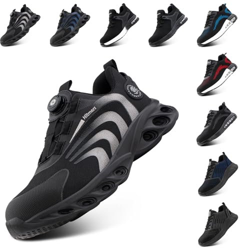 Hitmars Arbeitsschuhe Herren Sicherheitsschuhe Damen Stahlkappenschuhe Bequeme Kochschuhe Leicht Dachdeckerschuhe Schuhe Arbeit Grau EU 43