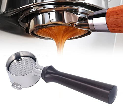 NirWa 51 mm Siebträger, 2 Ohren, bodenloser Kaffeegriff, Kaffeemaschinenteile, Edelstahl für Delonghi ECO310 (F-Typ African Blackwood)