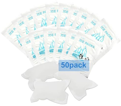 Paquetes de hielo para envío, hojas pequeñas reutilizables para paquetes de hielo seco, 50 paquetes, paquete de hielo para envío de alimentos congelados, mantiene los alimentos frescos y bebidas frías