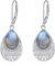 Labradorit Ohrringe für Damen Ohrhänger 925 Sterling Silber Labradorit Hängend Ohrringe Leverback Schmuck Geschenke (W-Filigraner Labradorit)