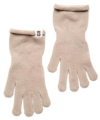 KNITAS Lange Handgelenkhandschuhe Gestrickt aus Baumwolle für Kinder I Einlagige Fingerhandschuhe für Jungen und Mädchen 6-8 Jahre I Bequeme weiche Handschuhe in der Farbe Beige - Größe 6-7