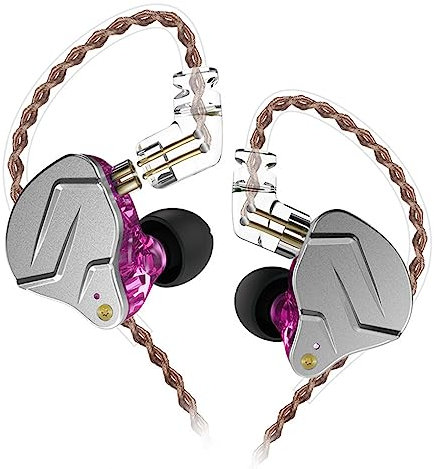 CLSSLVVBN KZ ZSN PRO Auricolari cablati da 3,5 mm con Microfono Auricolare Tipo L Cuffie Audio Portatili con Tecnologia Ibrida per telefoni cellulari, Viola Regolare