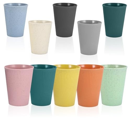 OurLeeme Reusable Plastic Cups, 10 Pack Unbreakable Drinking Cups for Picnic Travel Picnics Party, Dishwasher and Microwave Safe 10 Colors Camping Cup for Coffee Tea Milk