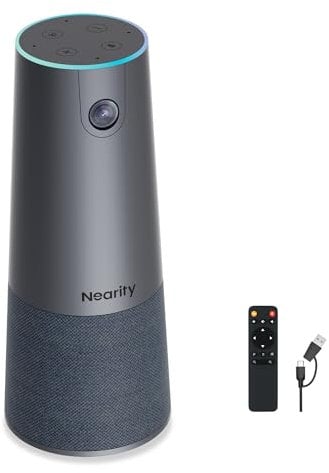 NEARITY C45 2K Video Conference Webcam with Microphone and Speaker, All-in-One Camera with 4 Noise Cancelling Microphone, 5X Zoom FHD Webcam AI Auto-Framing Plug-and-Play for Zoom/Teams/Google Meet