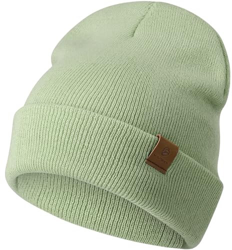 YANIKY Mütze Damen, Herren Mütze Winter, Weich Bequem Warme Strickmütze Unisex, Winddichte Wintermütze, Klassische Beanie Mütze Ideale für Herbst Winter und Frühling (Hellgrün)