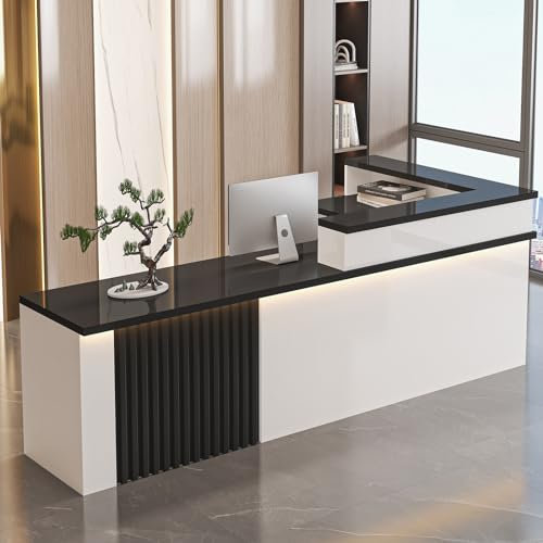 Moderner LED F Schreibtisch Empfangstheke mit Stauraum für Business - Ideal für Firmenfassaden und Büros