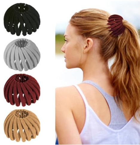 4 Pièces Pinces à Cheveux Nid d'Oiseau, Barrettes à Cheveux Extensibles en Nid D'oiseau Vintage Pince à Cheveux pour Filles, Élastique à Cheveux Accessoires de Cheveux pour Femmes et Filles