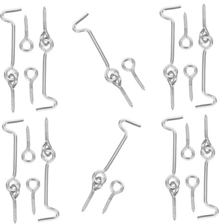 Angoily 10sets Ganci in Acciaio Al Carbonio e Occhielli Di Ricambio Per Porta Zanzariera Serratura Zincata Per Porte e Finestre