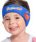 MoKo Schwimmen Stirnband, Neopren Schwimmband Ohrenband Wasserdichtes Kopfband Haarband mit Hohe Elastizität und Klettverschluss Ohrenschutz Band für Kinder Alter 3-9, M, Dunkel Blau-Orange Krabbe