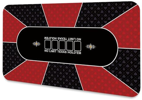 LaiEr Pokermatte 10-Spieler Texas Hold'em Poker Rubber Mat Poker Topper für Tische Folding Portable Poker Tischplatte Layout für Pokerspiele Blackjack Casino,(160 * 80 * 0.2cm,Rot)
