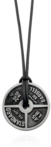 IOETSEUT Herrenkette, modischer und personalisierter Schmuck Gewichtheben Platte Langhantel Platte Anhänger Hantel Halskette Herren Fitness Gym Gewichtheben Bodybuilding Schmuck Zubehör