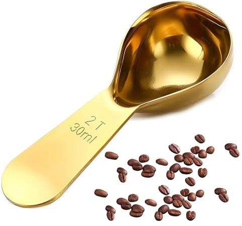 Hshenjhu Kaffedoseringssked, 30 ml kaffedoseringssked, sockerskedar i rostfritt stål kort handtag mätskedar, för mätning av mjölkpulver, sockerpulver, mjölk (guld) | Sockerskedar kort ärm mätskedar, för mätning av mjölkpulver, sockerpulver, mjölk