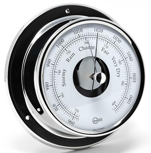 BARIGO 183RFPO SKY Barometro – 110 x 35 mm – Misuratore di pressione con cassa in acciaio inox lucidato – Made in Germany