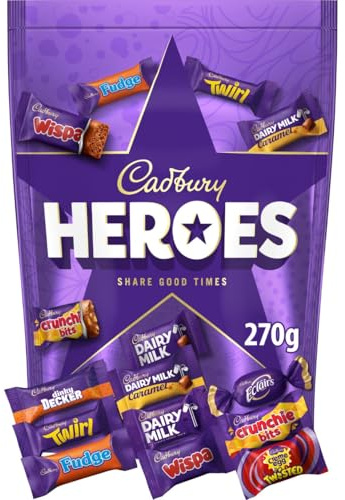 Cadbury Heroes Chocolate Pouch, Assorted Miniature Chocolates for Sharing, The Perfect Christmas Treat, 270 g (Pack of 1)