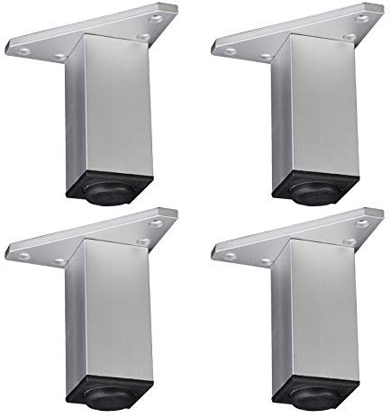 YIHANWUU Patas para Muebles, Juego de 4 Patas de Metal, Zócalo de Aluminio, Patas Ajustables para Armario, Sofá, Cocina, Sillón, Estantería. Incluye Tornillos, Altura Ajustable de 0 a 5 Mm./35Cm