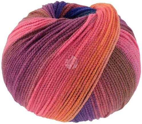 LANA GROSSA Farfalla | Leichtes Kettengarn aus weicher Merinowolle mit effektvollem Streifenmuster | Handstrickgarn aus 94% Schurwolle & 6% Polyamid| 50g Wolle zum Stricken & Häkeln | 250m Garn FB 1