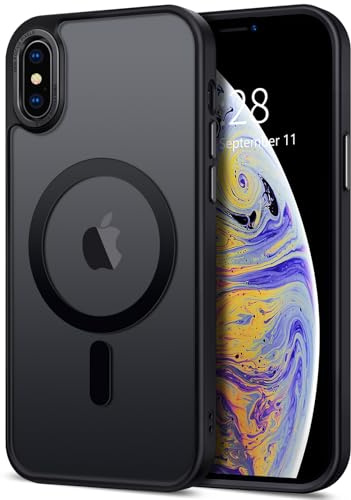 Hython Case for iPhone X Case, for iPhone XS Case Magnetic Translucent Matte Phone Cases 5.8 [Compatible with MagSafe] Thin Slim Fit Shockproof Bumper Hard Protective Cover for Women Men Girls, Black