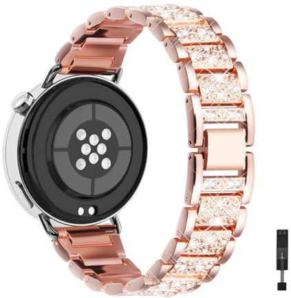 Edelstahl Armbänder Kompatibel mit Huawei Watch GT 6 41mm Armband, mit Strass Diamanten Glänzendes Verstellbarer Metall Ersatzbänder Elegant Armband für Huawei Watch GT6 41mm Band