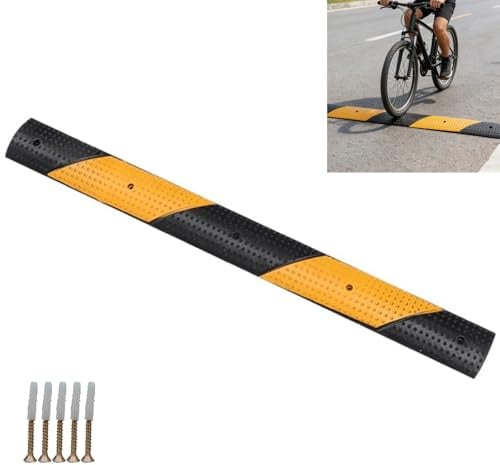 100cm Bodenschwelle Strasse, Gummi Bodenschwelle, Auffahrtspuffer, Gut Sichtbar, rutschfest, für Garagen, Schotterwege, Asphalt und Beton