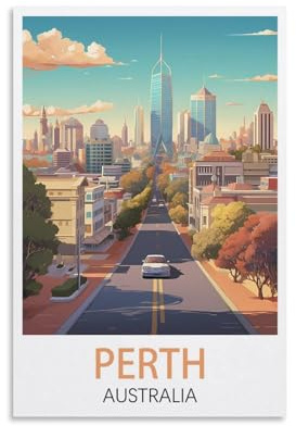 EPXZNM Vintage-Blechschild aus Perth, Australien – Lustiges Barschild – Warnschild aus Metall – Vintage-Wanddeko für die Männerhöhle – 20 x 30 cm