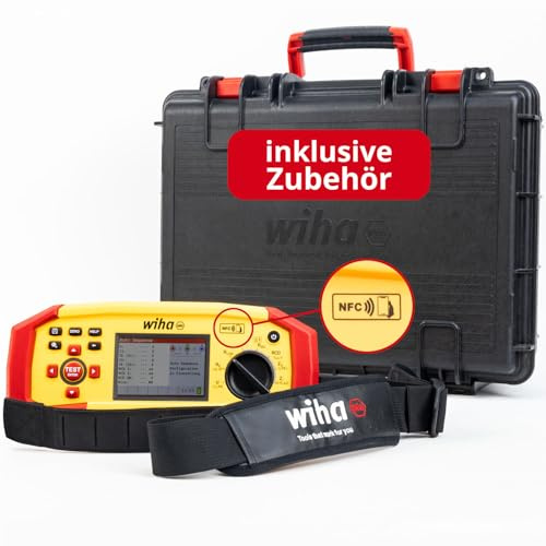 Wiha Multifunktions-Installationstester MFT one Set, nach DIN VDE 0100 | (47216) Messgerät nach DIN VDE 0100, NFC‑Dokumentation, AUTO-Test und RDC-DD-Prüfung im Koffer mit Tragegurt und EVSE-Adapter
