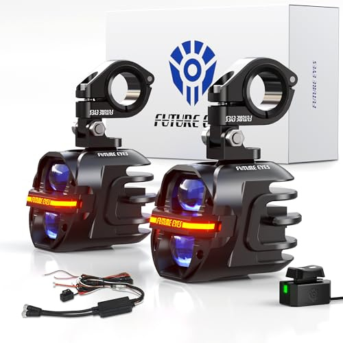 Future Eyes X80 Motorrad Zusatzscheinwerfer Nebelscheinwerfer E-Zulassung | 3,2 Zoll, 120W, CNC-gefräst, reinweißer Fern-/Abblendlichtstrahl, IP67 wasserdicht, 2+ Modi,Plug and Play für Motorräder